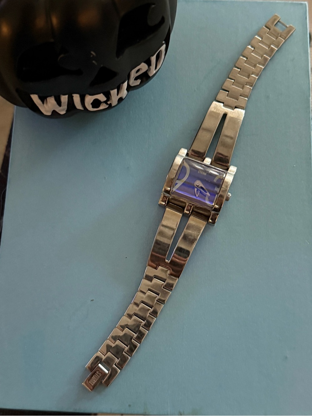 Storm Silver Bracelet Watch with Blue Face